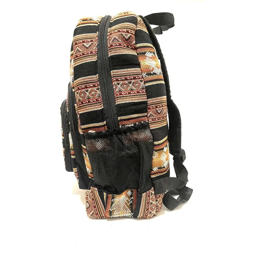 Handmade Peruvian Fabric Backpack Llama Design Colorful Item in USA